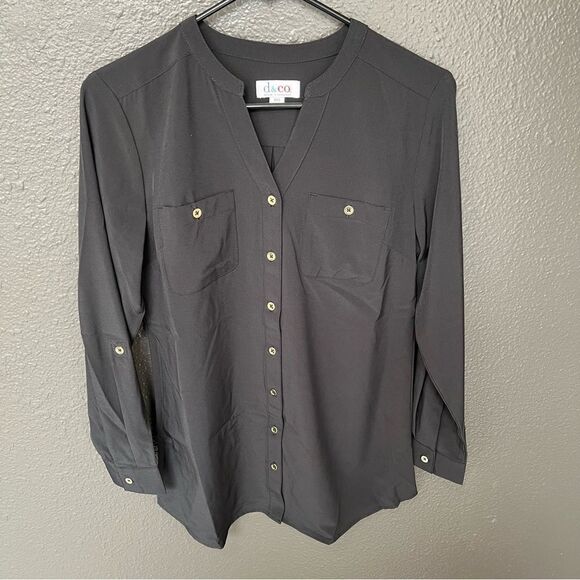 Denim & Co. Roll Tab Sleeve Button Front Soft Utility Tunic - Picture 5 of 11